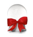 Beautiful Christmas snow globe with red bow knot on white Royalty Free Stock Photo