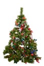 Beautiful christmas tree with colorful ornaments isolated Royalty Free Stock Photo