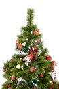 Beautiful christmas tree with colorful ornaments, isolated Royalty Free Stock Photo