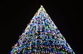 Beautiful christmas tree defocused with lights glowing