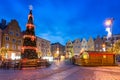 Beautiful christmas tree on the market squere of Grudziadz, Poland