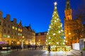 Beautiful Christmas tree in old town of Gdansk