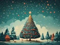 Christmas Greetings - A Christmas Tree With A Star On Top Royalty Free Stock Photo