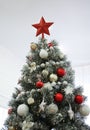 Beautiful Christmas tree with star topper indoors Royalty Free Stock Photo