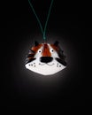 Beautiful Christmas tree toy in the form of a tiger on a dark background symbol of the year1 Royalty Free Stock Photo