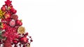 Beautiful Christmas tree of various of red decorations on the white background Royalty Free Stock Photo