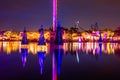 Beautiful Christmas Trees reflecting on Seven Seas lake at Seaworld 310.