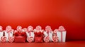 beautiful christmas with vintage balls, candy, lolly pop and gifts on red background. Xmas baubles and sweets. Holidays greeting Royalty Free Stock Photo