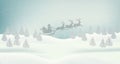 Beautiful Christmas winter flat landscape background. Christmas forest woods with mountains. New Year winter vector landscape Royalty Free Stock Photo