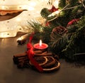 Beautiful Christmas wreath with candles Royalty Free Stock Photo