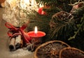 Beautiful Christmas wreath with candles Royalty Free Stock Photo