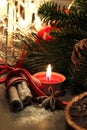 Beautiful Christmas wreath with candles Royalty Free Stock Photo