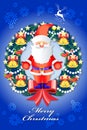 Beautiful christmas wreath decorations with santa clause - vector eps10 Royalty Free Stock Photo