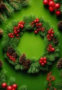 beautiful Christmas wreath on the door. Selective focus. Royalty Free Stock Photo