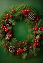 beautiful Christmas wreath on the door. Selective focus. Royalty Free Stock Photo