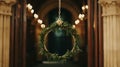 Beautiful Christmas wreath on the wall in the hall of a church