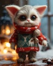 beautiful Christmas yoda wearing a red Christmas jumper with a deer pattern