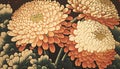 Beautiful chrysanthemum flowers in vintage style. Floral background.