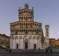 The beautiful Church of San Michele in Foro at the blue hour, Lucca, Tuscany, Italy