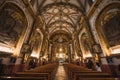 Beautiful church of Santa Isabel seen from the interior with gold details, located in the City of Tlaxcala, Mexico