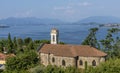 The beautiful Church of Santa Margherita in Meina, overlooking the Lake Maggiore, Novara, Italy Royalty Free Stock Photo