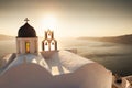 Beautiful church on the sea coast at sunset. Royalty Free Stock Photo