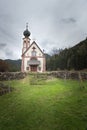 Beautiful Church of St John of Nepomuk Chiesetta di San Giovanni in Ranui, Val di Funes Royalty Free Stock Photo