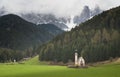 Beautiful Church of St John of Nepomuk Chiesetta di San Giovanni in Ranui, Val di Funes, Dolomites Royalty Free Stock Photo