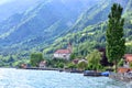 Beautiful church to the Brienz town on lake Brienz by Interlaken Royalty Free Stock Photo