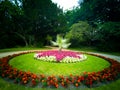 beautiful circular colored garden with different shades of color