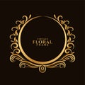 Beautiful circular golden floral frame design