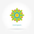 Beautiful circular logo for organic products, organic cosmetics.