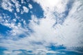 Beautiful Cirrocumulus and Altocumulus Cloud Formation on Clear Blue Sky with Cumulonimbus on Its Horzion Royalty Free Stock Photo