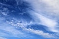 Beautiful cirrus cloud formations in a deep blue sky Royalty Free Stock Photo