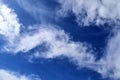 Beautiful cirrus clouds in natural cloud formations in a deep blue sky Royalty Free Stock Photo