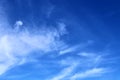 Beautiful cirrus clouds in natural cloud formations in a deep blue sky