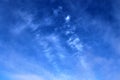 Beautiful cirrus clouds in natural cloud formations in a deep blue sky Royalty Free Stock Photo