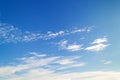 Beautiful cirrus and stratus clouds high in a bright blue sky on a sunny day. Different cloud types and atmospheric phenomena Royalty Free Stock Photo