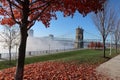 A beautiful city bridge sit in the mornings heavy fog Royalty Free Stock Photo