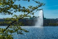 The beautiful city center of Hamburg with Alster River lake - CITY OF HAMBURG, GERMANY - MAY 10, 2021 Royalty Free Stock Photo