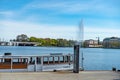 The beautiful city center of Hamburg with Alster River lake - CITY OF HAMBURG, GERMANY - MAY 10, 2021 Royalty Free Stock Photo