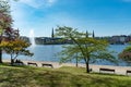 The beautiful city center of Hamburg with Alster River lake - CITY OF HAMBURG, GERMANY - MAY 10, 2021 Royalty Free Stock Photo