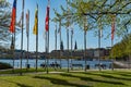 The beautiful city center of Hamburg with Alster River lake - CITY OF HAMBURG, GERMANY - MAY 10, 2021 Royalty Free Stock Photo