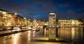 Beautiful city center of Hamburg at night Royalty Free Stock Photo