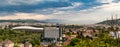 Panoramic view of Cluj Napoca city as seen from Cetatuia Hill near by Royalty Free Stock Photo