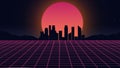 Beautiful city evening, sunset, synth wave and retro wave, vaporwave futuristic aesthetics