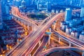 Beautiful city interchange closeup in shanghai Royalty Free Stock Photo