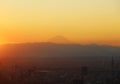Beautiful city landscape looking view Fuji from Tokyo city in the sunrise.