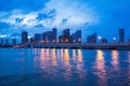 Beautiful city of Miami Florida skyline and bay with night clouds. Miami night downtown, city Florida. Royalty Free Stock Photo