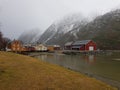 The beautiful city of MosjÃÂ¸en in Northern Norway with the river Vefsn river Royalty Free Stock Photo